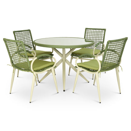 Nissi Outdoor 5-Piece Rattan Dining Set - Grey or Green