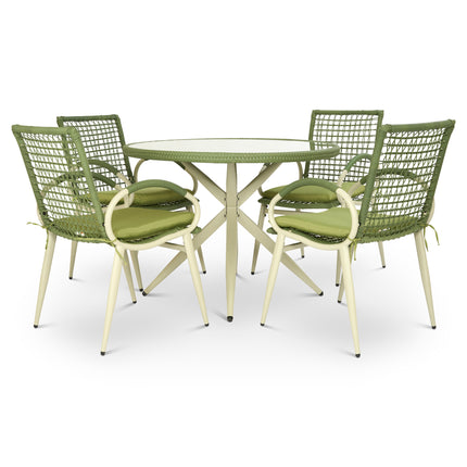 Nissi Outdoor 5-Piece Rattan Dining Set - Grey or Green