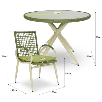 Nissi Outdoor 5-Piece Rattan Dining Set - Grey or Green