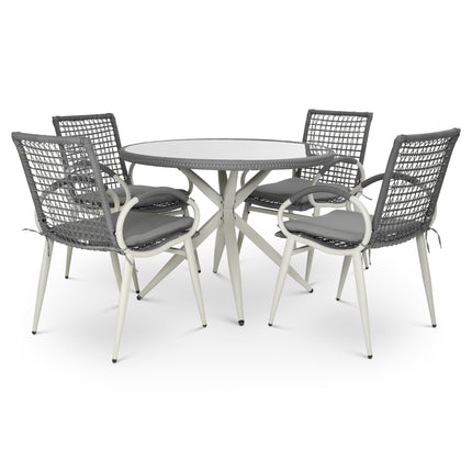 Nissi Outdoor 5-Piece Rattan Dining Set - Grey or Green