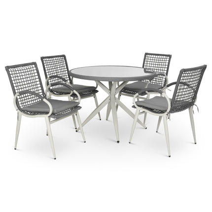 Nissi Outdoor 5-Piece Rattan Dining Set - Grey or Green