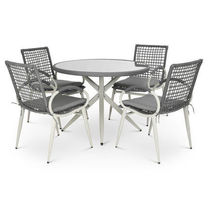 Nissi Outdoor 5-Piece Rattan Dining Set - Grey or Green