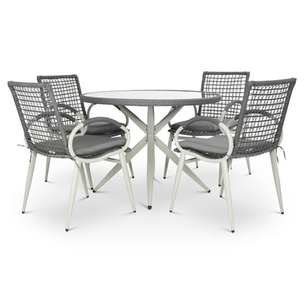 Nissi Outdoor 5-Piece Rattan Dining Set - Grey or Green