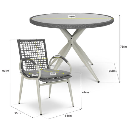 Nissi Outdoor 5-Piece Rattan Dining Set - Grey or Green