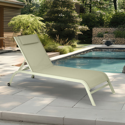 Bali Metal Sun Lounger Sage Green Set of 2