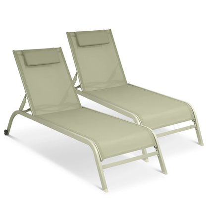 Bali Metal Sun Lounger Sage Green Set of 2