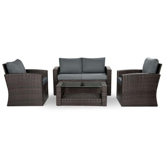 Mona 4-Piece Outdoor Rattan Lounge Set With Rain Cover