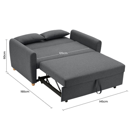 Dahlia Black 2-Seater Pull Out Sofa Bed - Convertible Sleeper Sofa