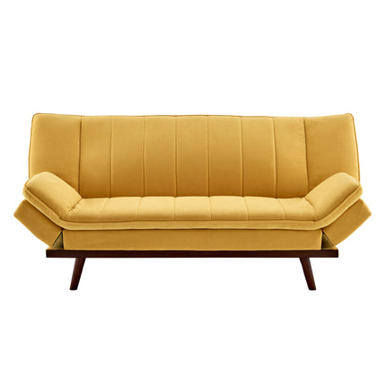 Mondaine Click Clack Double Velvet Sofa Bed - Yellow-5056536102836-Bargainia.com