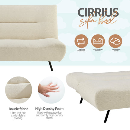 Cirrus Cream Boucle Click Clack 3 Seater Sofa Bed-5056536119384-Bargainia.com