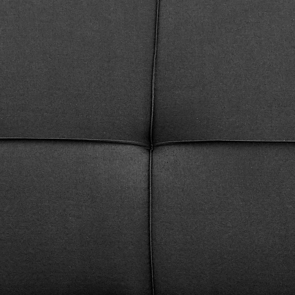 Britney Black Click Clack Sofa Bed, 3 Seater Linen Blend Fabric Settee, Converts to Double Bed, Chrome Legs