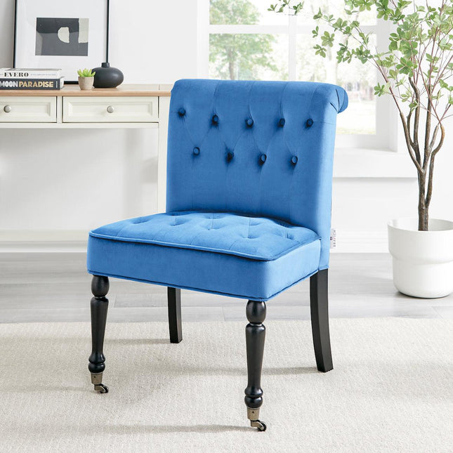 Winston Velvet Accent Chair On Wheels Royal Blue Clearance