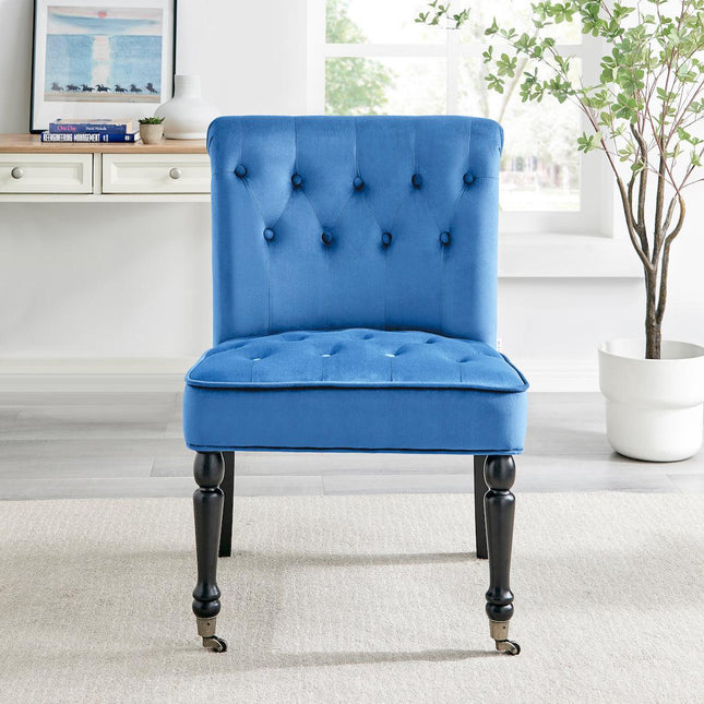 Winston Velvet Dining Chair With Wheels - Royal Blue-5056536103956-Bargainia.com