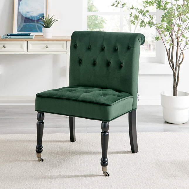 Winston Velvet Accent Chair On Wheels Jade Green Clearance