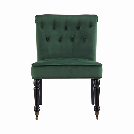 Winston Velvet Dining Chair With Wheels - Green-5056536103918-Bargainia.com