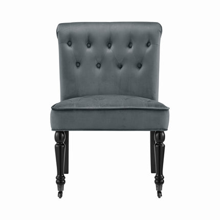 Winston Velvet Dining Chair With Wheels - Dark Grey-5056536103925-Bargainia.com