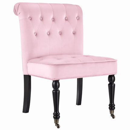 Winston Velvet Dining Chair With Wheels - Powder Pink-5056536103949-Bargainia.com