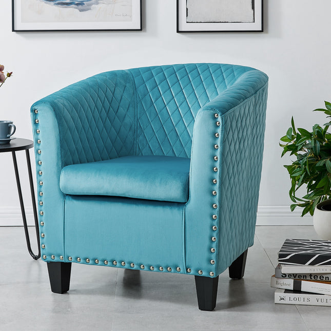 Stilo Velvet Tub Chair - Blue