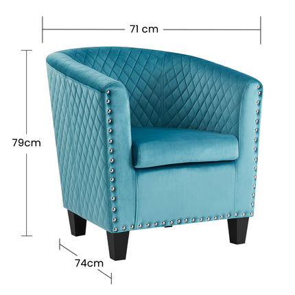 Stilo Velvet Tub Chair - Blue