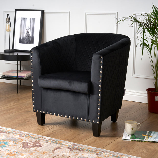 Tub Arm Chair - Stilo Velvet Black