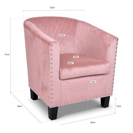 Tub Arm Chair - Stilo Velvet Pink