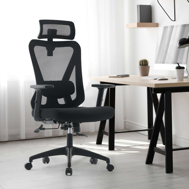 Ergonomic Black Fully Adjustable Mesh Office Gaming Chair-5056536118837-Bargainia.com