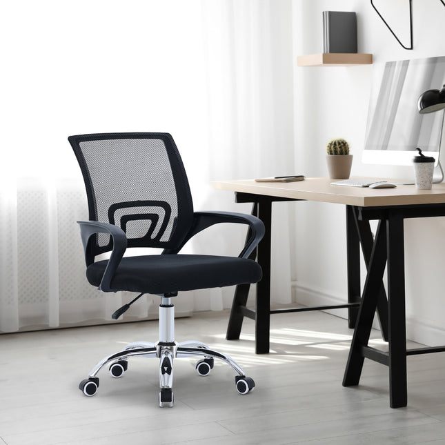 Modern Curve Ergonomic Black Office Chair With Swivel Wheels-5056536118844-Bargainia.com