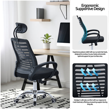 Ergonomic Stripes Black Adjustable Butterfly Tilt Mesh Office Gaming Chair-5056536118851-Bargainia.com