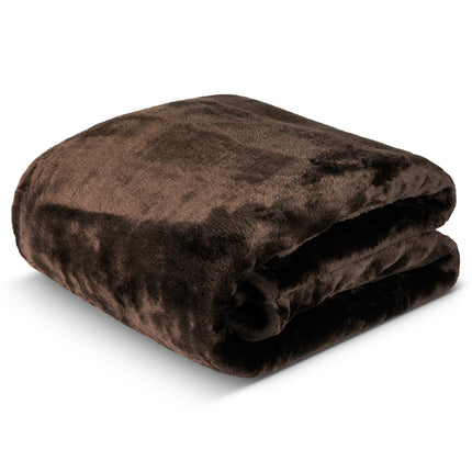 Hibernate Collection Soft Faux Mink Throw Thick Luxury Blanket - Dark Chocolate Brown