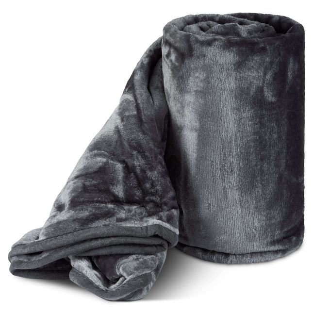 Hibernate Cosy Collection Soft Faux Mink Throw Thick Luxury Blanket - Metallic Grey