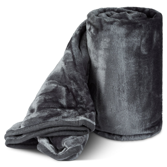 Hibernate Collection Soft Faux Mink Throw Thick Luxury Blanket - Metallic Grey