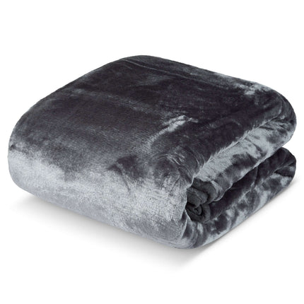 Hibernate Cosy Collection Soft Faux Mink Throw Thick Luxury Blanket - Metallic Grey