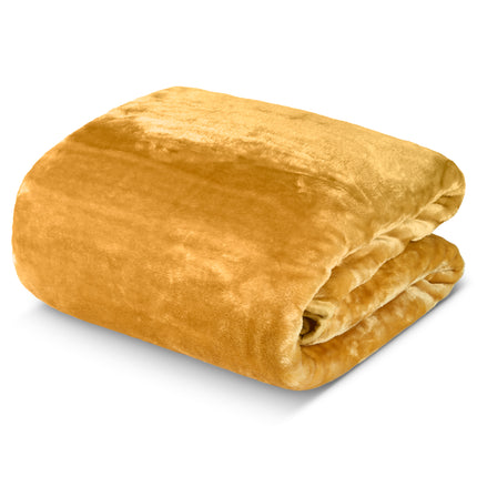 Hibernate Collection Soft Faux Mink Throw Thick Luxury Blanket - Yellow Gold