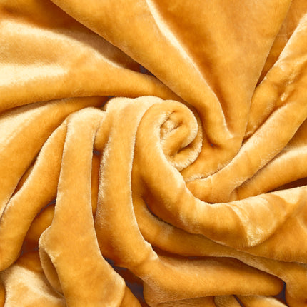 Hibernate Collection Soft Faux Mink Throw Thick Luxury Blanket - Yellow Gold