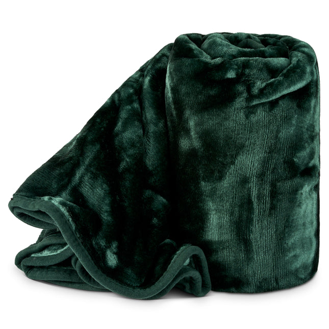 Hibernate Cosy Collection Soft Faux Mink Throw Thick Luxury Blanket - Emerald Green