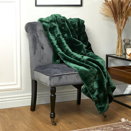 Hibernate Collection Soft Faux Mink Throw Thick Luxury Blanket - Emerald Green