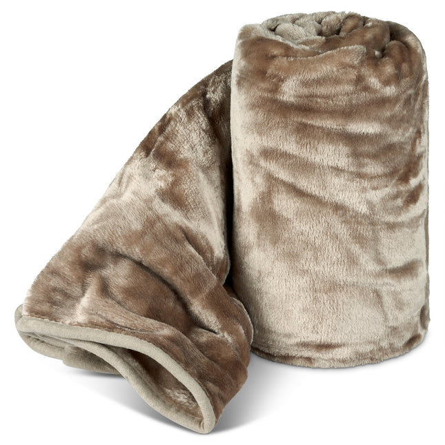 Hibernate Collection Soft Faux Mink Throw Thick Luxury Blanket - Mink