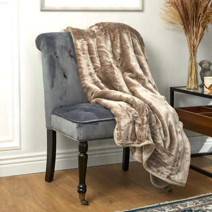 Hibernate Cosy Collection Soft Faux Mink Throw Thick Luxury Blanket - Mink