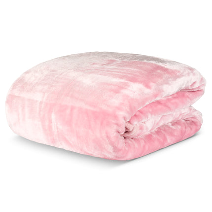 Hibernate Cosy Collection Soft Faux Mink Throw Thick Luxury Blanket - Baby Pink