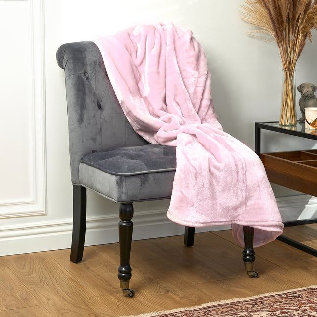 Hibernate Cosy Collection Soft Faux Mink Throw Thick Luxury Blanket - Baby Pink