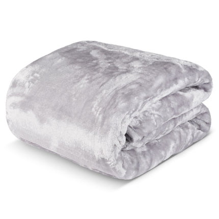 Hibernate Cosy Collection Soft Faux Mink Throw Thick Luxury Blanket - Light Silver