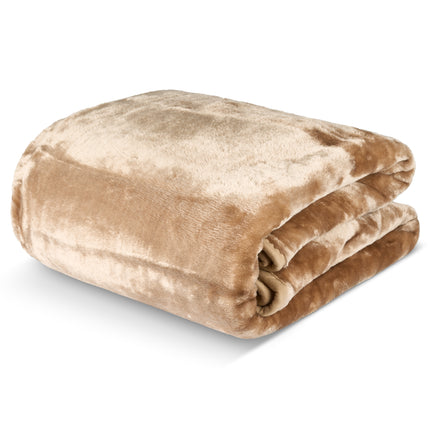 Hibernate Cosy Collection Soft Faux Mink Throw Thick Luxury Blanket - Beige