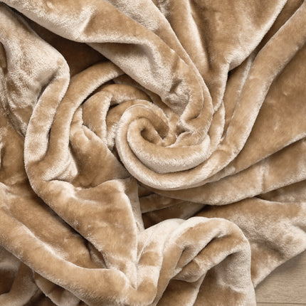 Hibernate Cosy Collection Soft Faux Mink Throw Thick Luxury Blanket - Beige