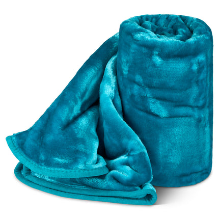 Hibernate Collection Soft Faux Mink Throw Thick Luxury Blanket - Turquoise