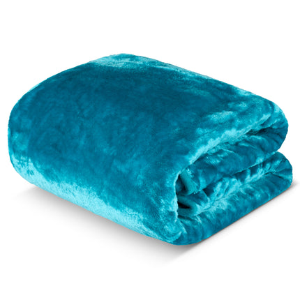 Hibernate Collection Soft Faux Mink Throw Thick Luxury Blanket - Turquoise