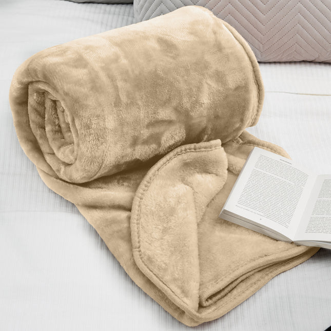 Hibernate Collection Soft Faux Mink Throw Thick Luxury Blanket - Mink