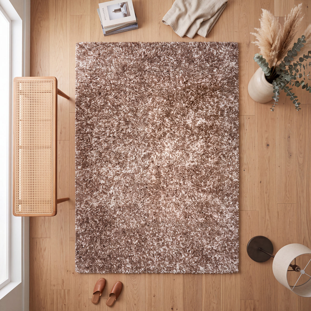 Tapis épais à poils longs beige mélangé - Californie