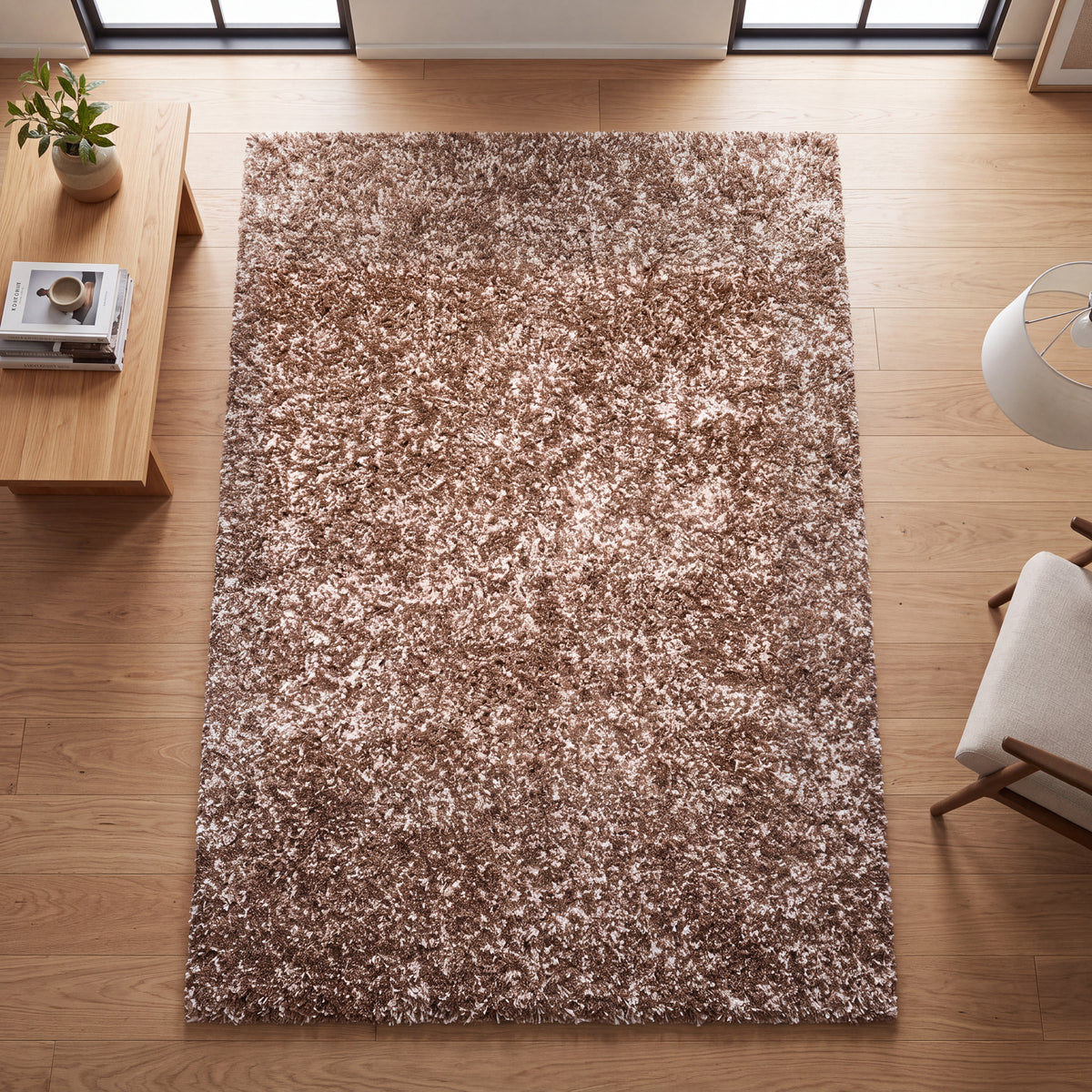 Tapis épais à poils longs beige mélangé - Californie