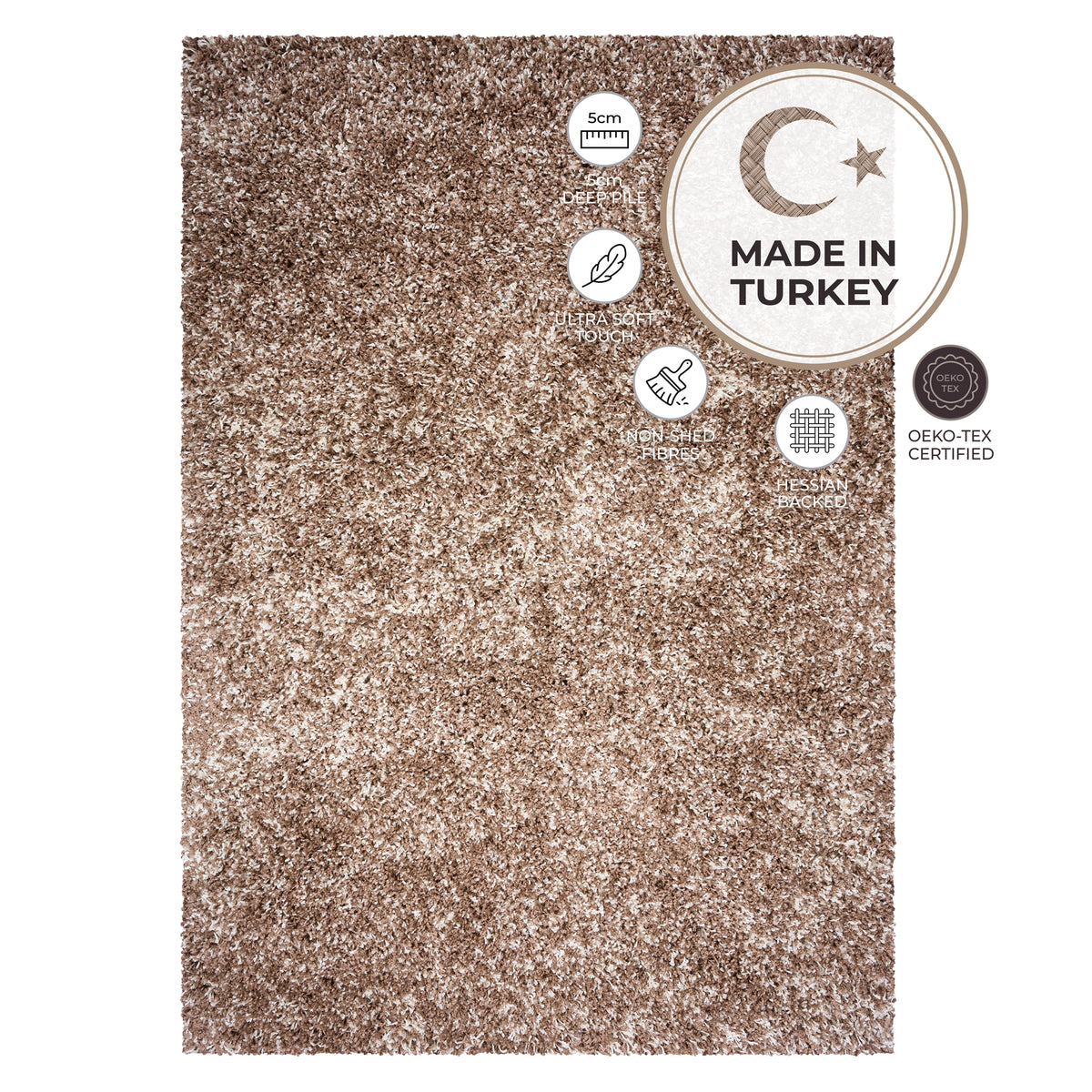 Tapis épais à poils longs beige mélangé - Californie