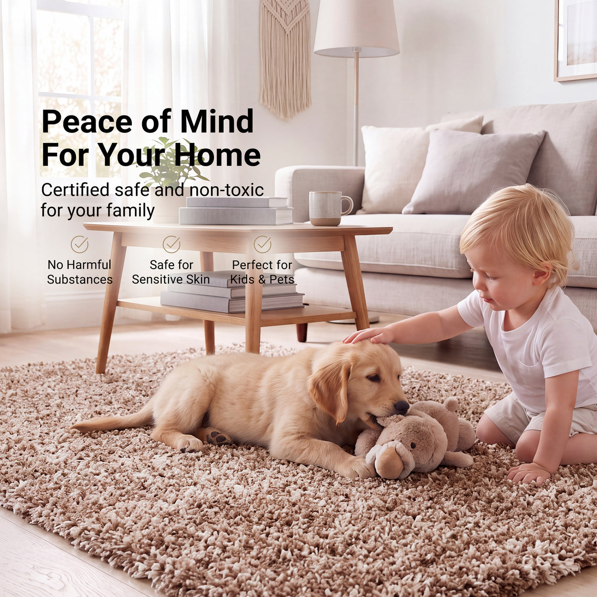 Tapis épais à poils longs beige mélangé - Californie